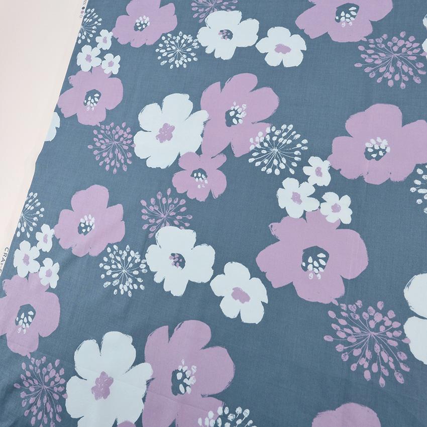 こうちゃんカトラン★バラ色のテーブルクロスとセントポーリア」★現状品 テーブルクロス おしゃれ 青 ブルー 長方形 4人掛け 130×180 布