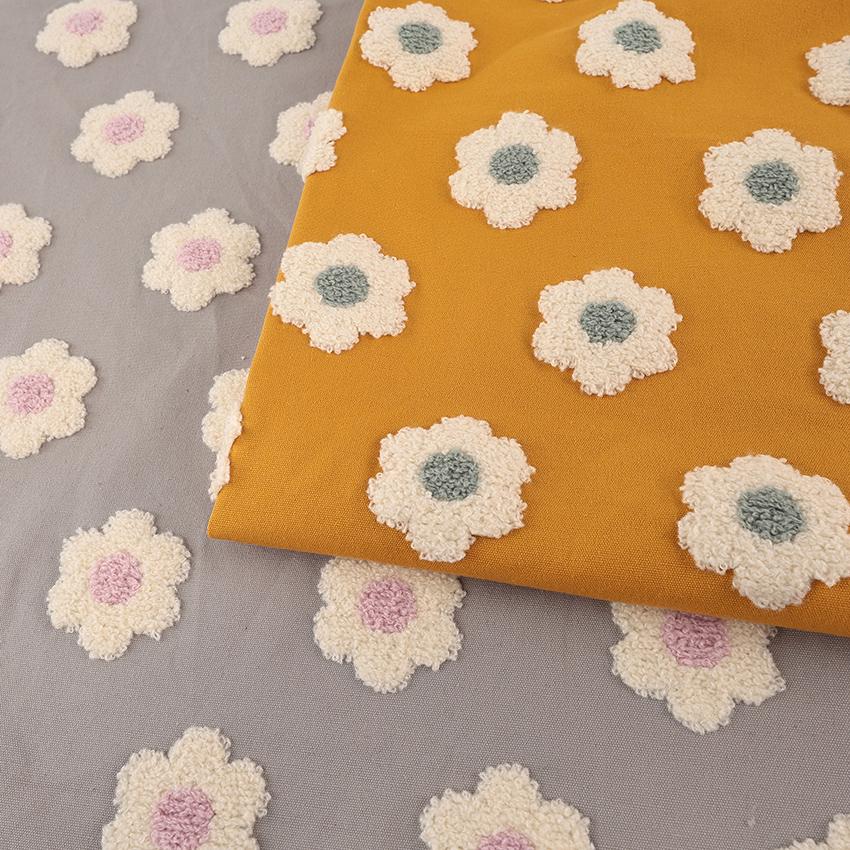 Tufting like 花柄 タフティング風凹凸刺繍 50cm単位 | 切売り