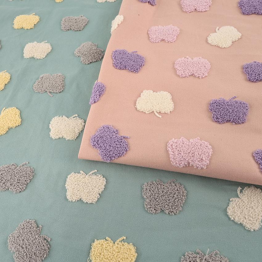 Tufting like チョウチョ柄 タフティング風凹凸刺繍 50cm単位