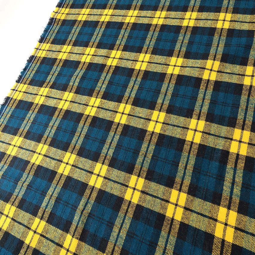 クラフトハートトーカイ 先染め起毛チェック Dイエロー 50cm単位 | 切