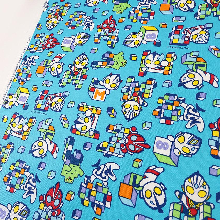 M78 ウルトラマン ブロック柄 オックス 50cm単位 | 切売り 切り売り