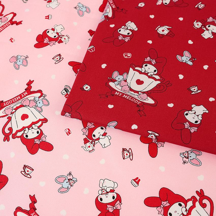 サンリオ マイメロディ ティー柄 オックス 50cm単位 | 切売り 切り売り 生地 布 布地 コットン100％ かわいい | sanrio