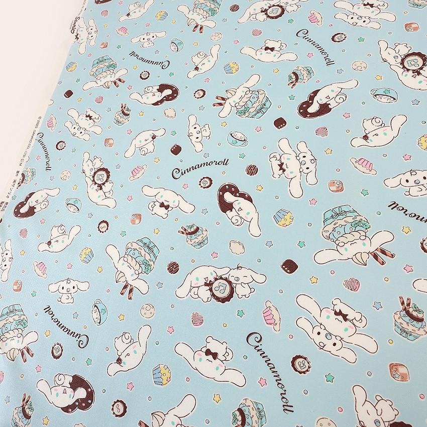 サンリオ シナモロール 生地 sanrio（サンリオ） シナモロール スイーツ柄 オックス 50cm単位 | 切