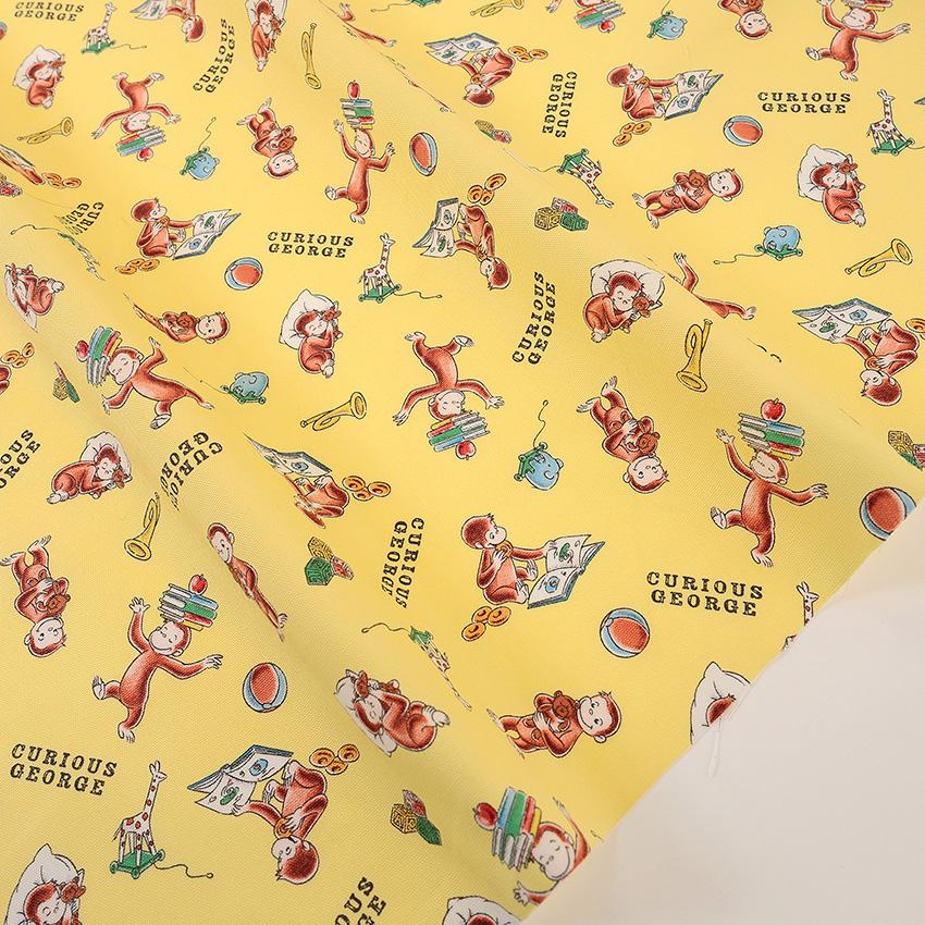 おさるのジョージ ブック柄 オックス 50cm単位 | 切売り 切り売り 生地