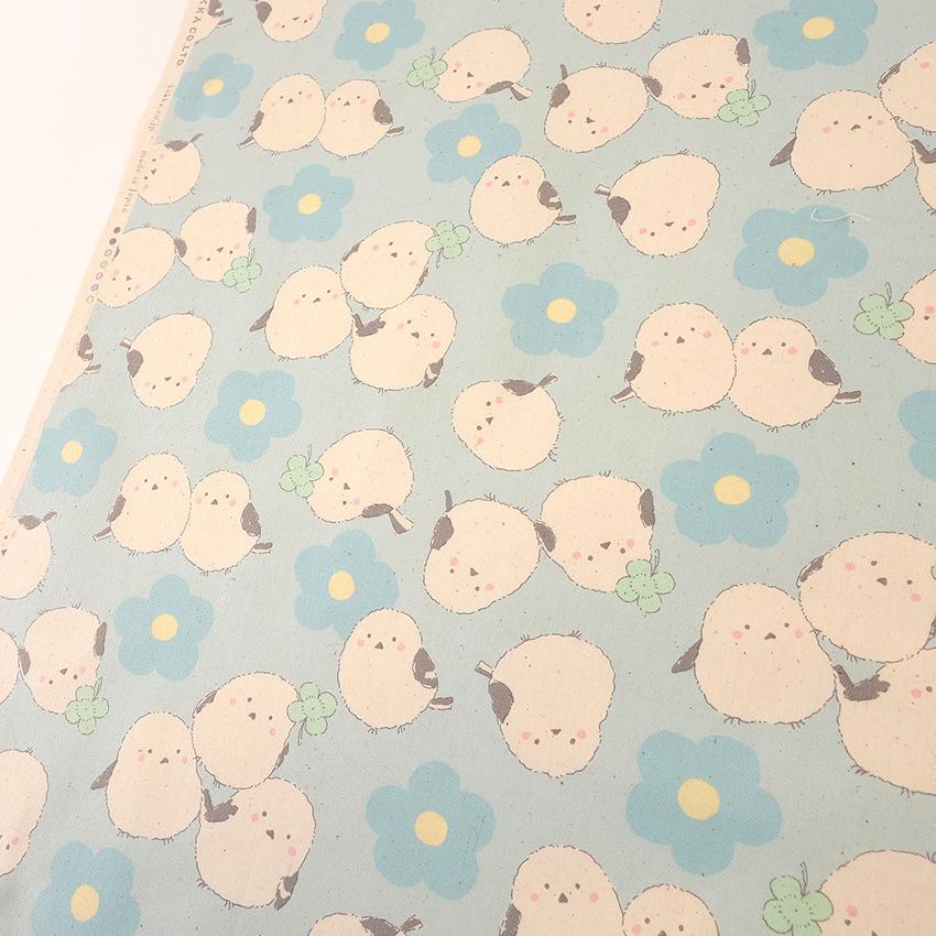 Pastel bonbon シマエナガ オックス 50cm単位 | 切売り 切り売り 生地