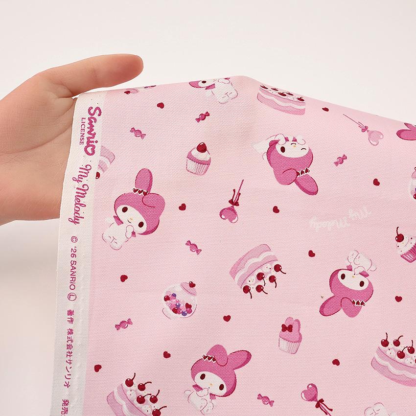 マイメロちゃん生地見本 生地 布 サンリオ マイメロディ ケーキ オックス 50cm単位 | 切売り