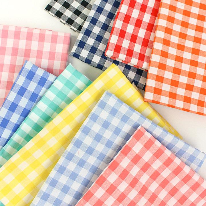 コットン×ポリエステル 交織ギンガムチェック大 50cm単位｜切