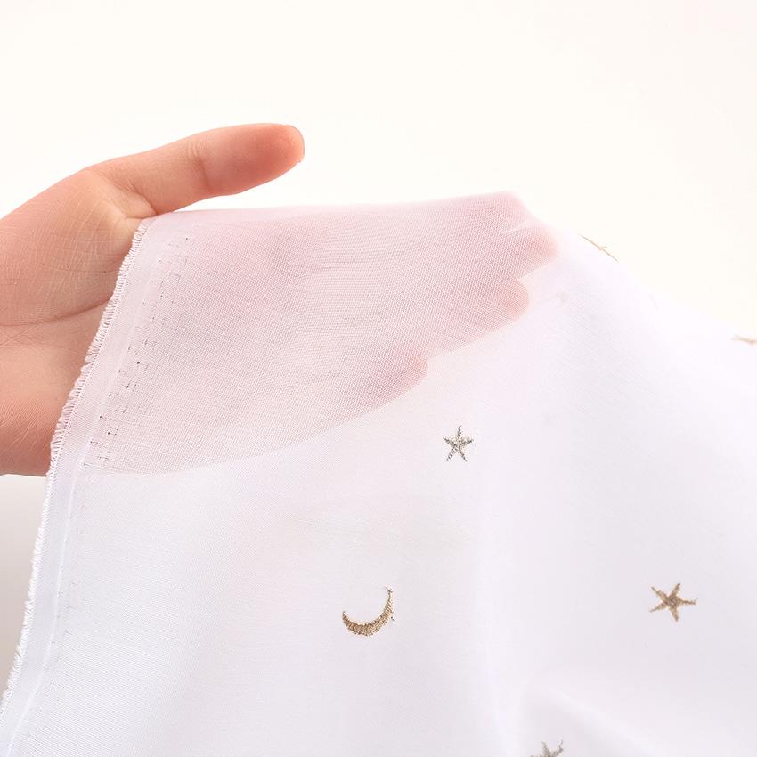 刺繍レース 月と星 ウォッシャブル 50cm単位｜切売り 切り売り 生地 布