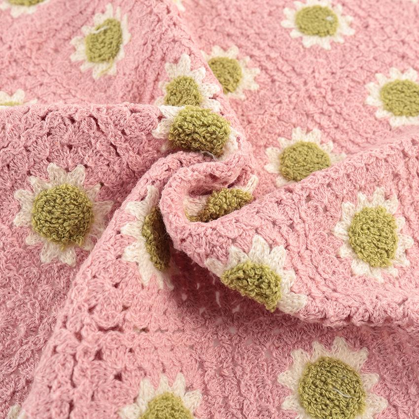 A MENDA フラワーモチーフ クロシェニット A MENDA フラワーモチーフ クロシェトップ , Multi – Navyblue