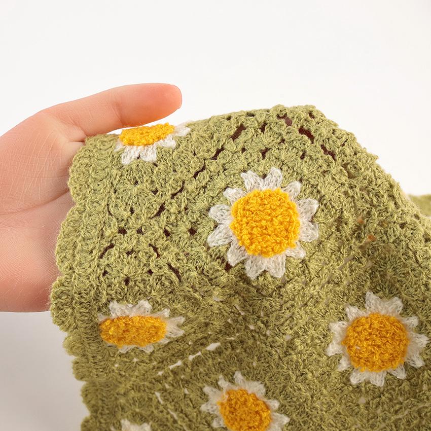 A MENDA フラワーモチーフ クロシェニット A MENDA フラワーモチーフ クロシェトップ , Multi – Navyblue