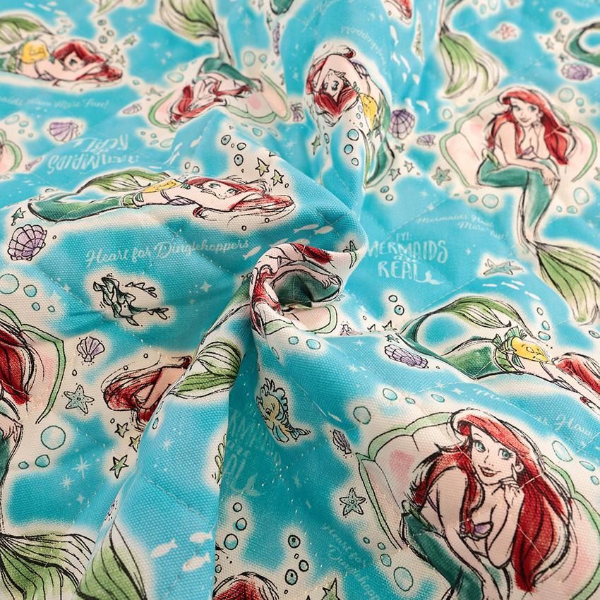 アリエル　生地　USED Disney（ディズニー） アリエル シェル柄 オックス 50cm単位｜切売り