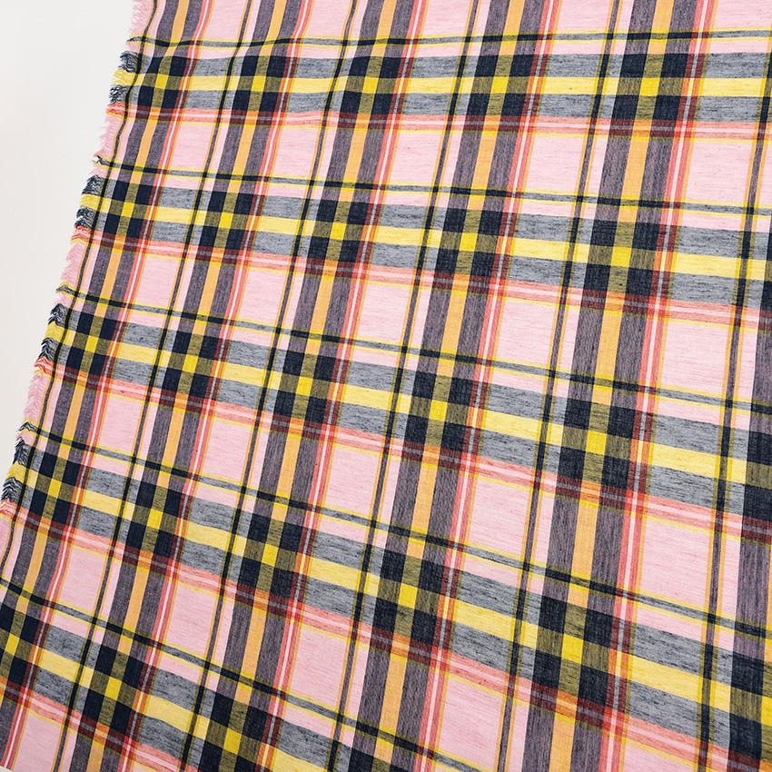 綿麻ラミー マドラスチェック 50cm単位｜切売り 切り売り 生地 布 布地