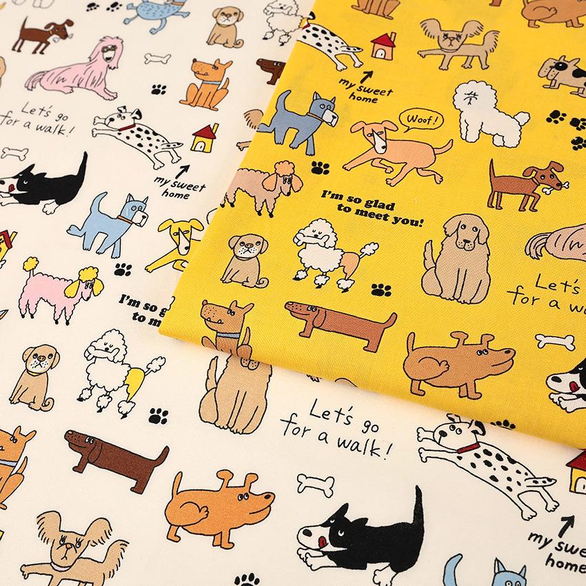 un/no KUSUTTO DOG柄 シーチング 50cm単位 | 切売り 切り売り 生地 布