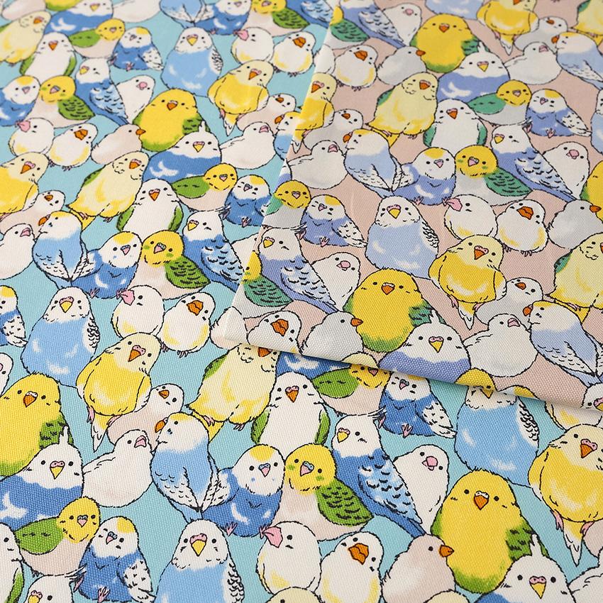 インコいっぱい オックス 50cm単位 | 切売り 切り売り 生地 布 布地