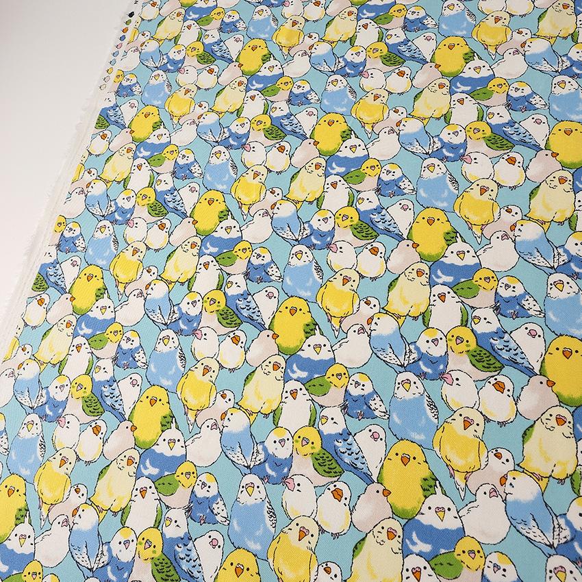 インコいっぱい オックス 50cm単位 | 切売り 切り売り 生地 布 布地