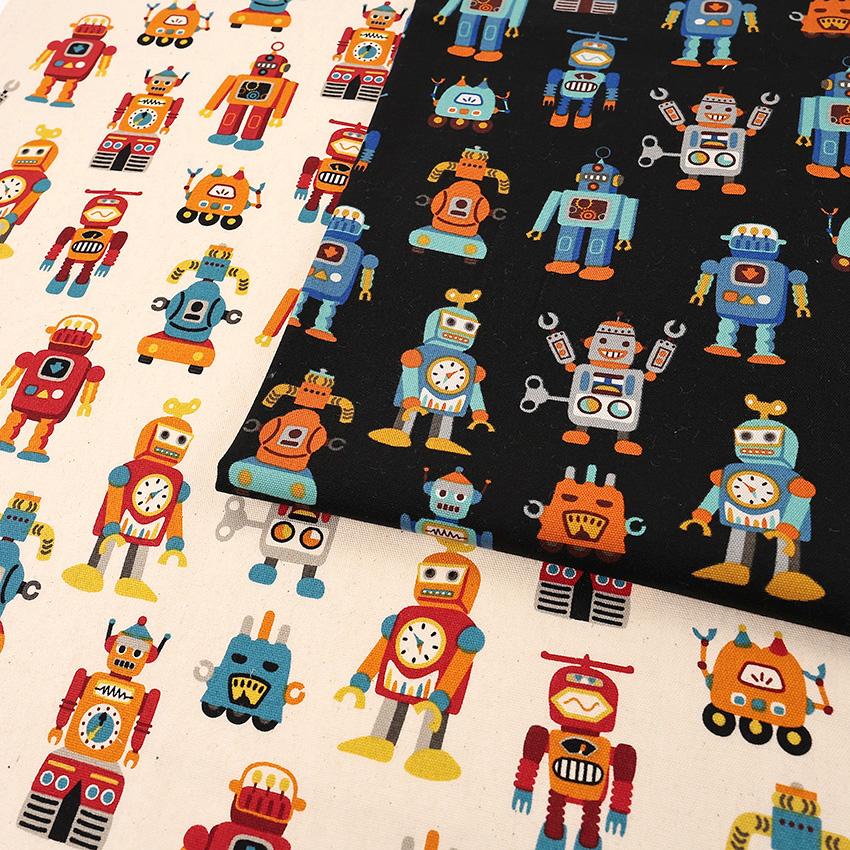 Vintage Robots! オックス 50cm単位 | 切売り 切り売り 生地 布 布地