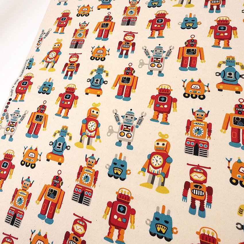 Vintage Robots! オックス 50cm単位 | 切売り 切り売り 生地 布 布地