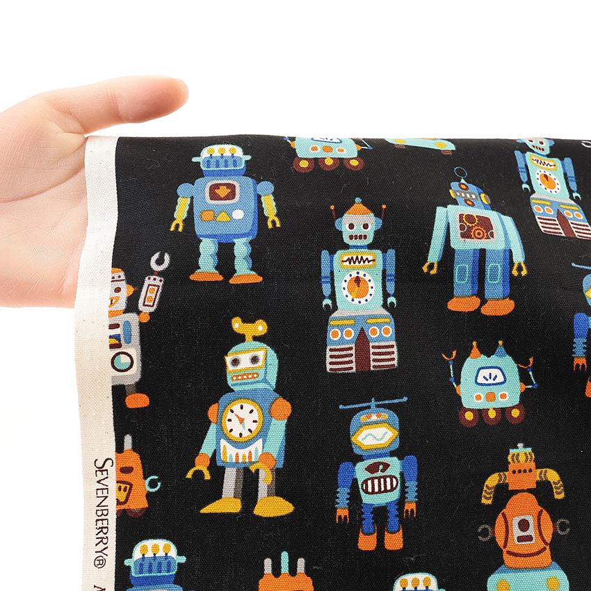 Vintage Robots! オックス 50cm単位 | 切売り 切り売り 生地 布 布地