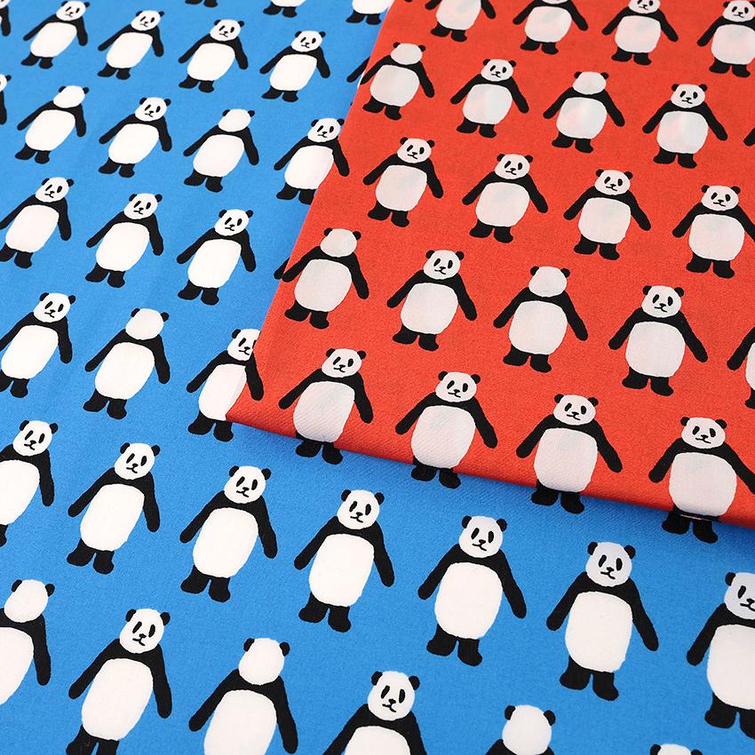 ぎっしりパンダ柄【オーダー生地見本】 こっちむいてPANDA ブロード 50cm単位 | 切売り 切り売り 生地 布 布地