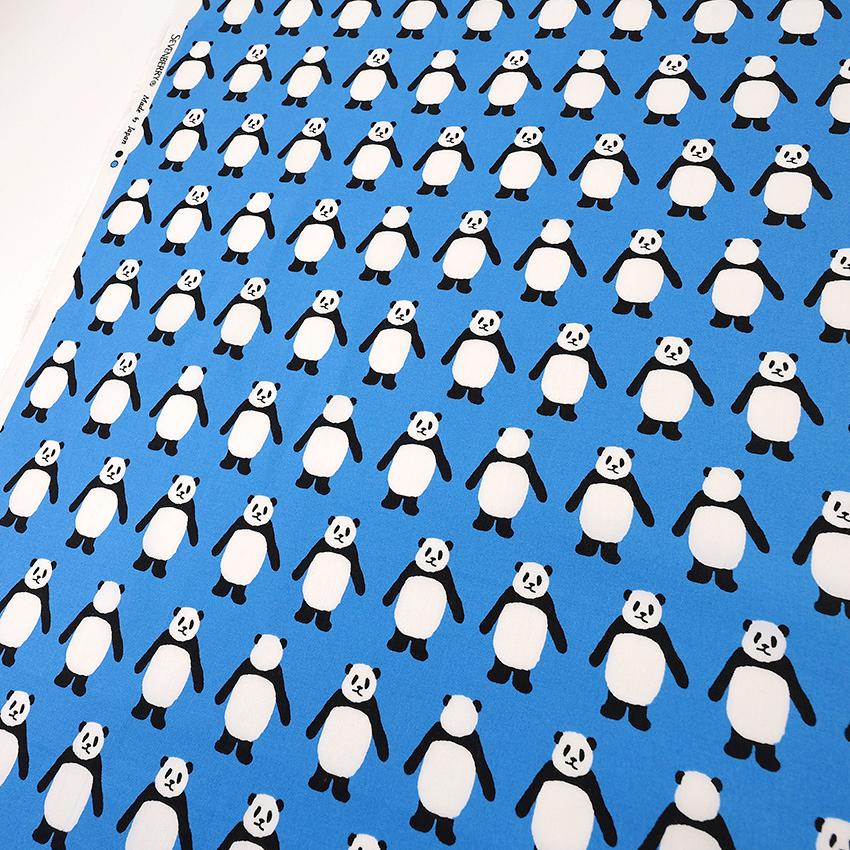 ぎっしりパンダ柄【オーダー生地見本】 こっちむいてPANDA ブロード 50cm単位 | 切売り 切り売り 生地 布 布地