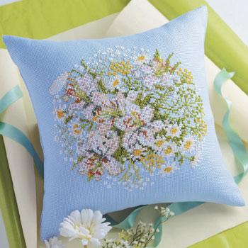 クロスステッチ玉蘭の花のクッションカバー2点セット クロスステッチ玉蘭の花のクッションカバー2点セット クロスステッチ