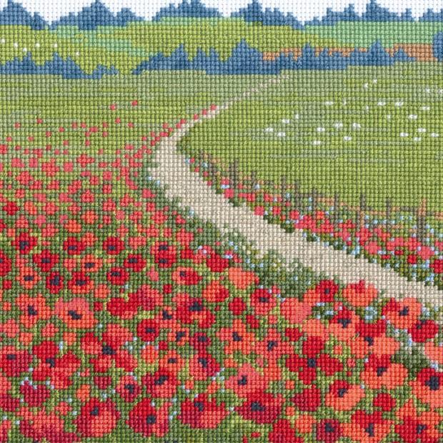 刺繍 キット オリムパス オノエ・メグミのヨーロッパの花風景 ポピーの散歩道 イギリス｜shugale1｜02