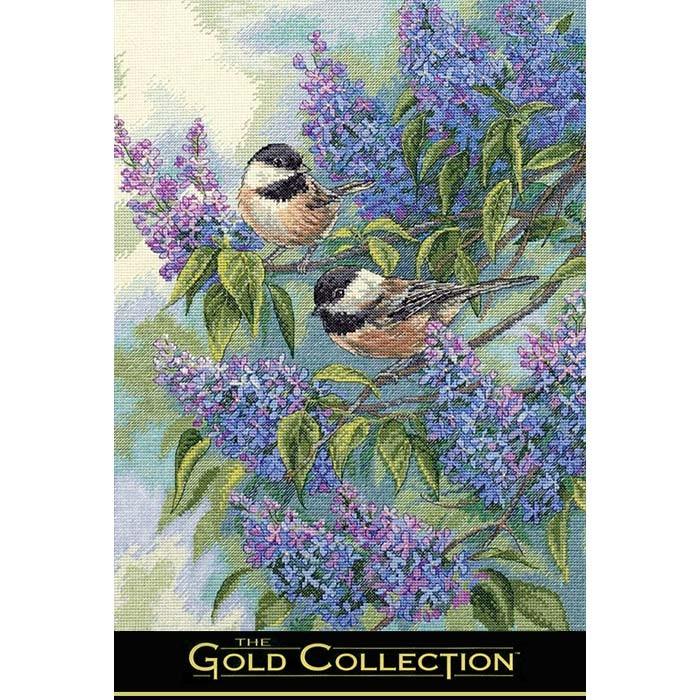 刺繍 輸入キット Dimensions ゴールドコレクション アニマル Chickadees and Lilacs