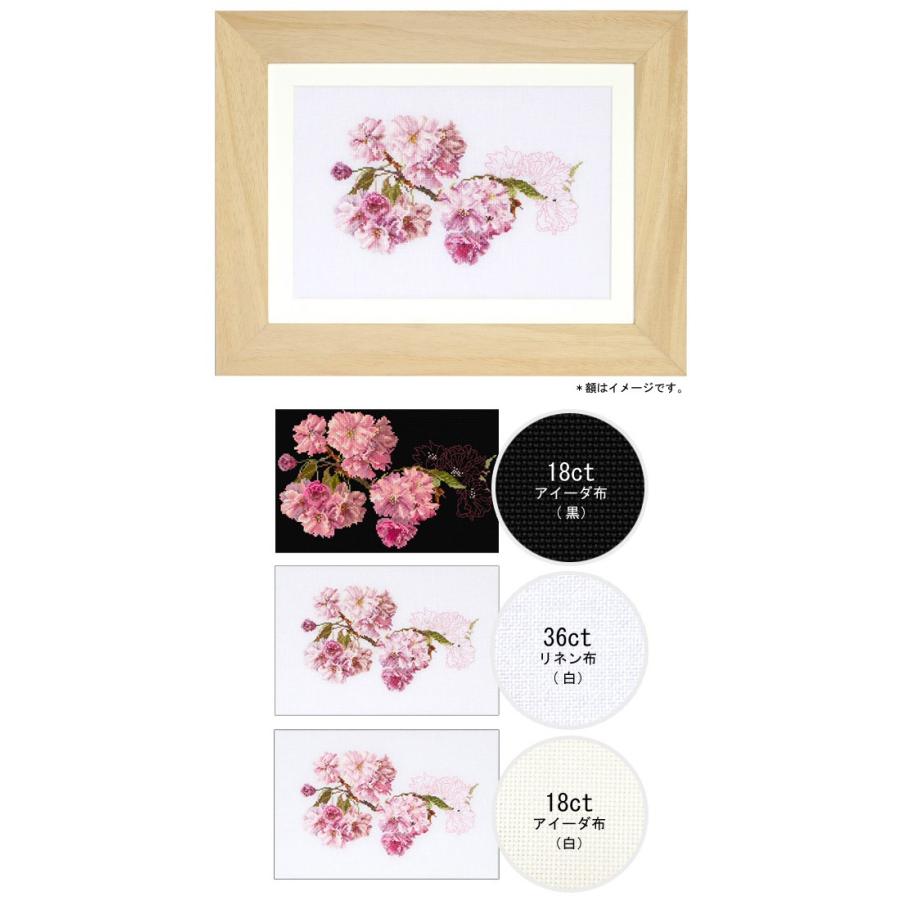 刺繍 輸入キット Thea GOUVERNEUR 八重の桜 White Linen 512 : 手芸