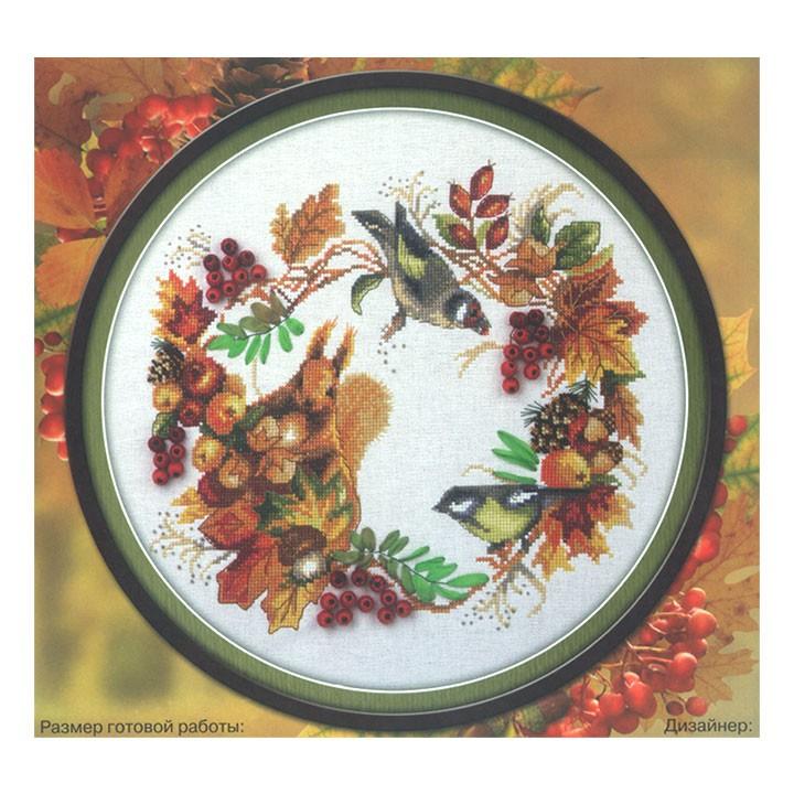 刺繍キット Panna パンナ Ps 1615 Autumn Wreath 秋のリース リス 木の実 小鳥 クロスステッチ 手芸材料の通販シュゲールyahoo 店 通販 Yahoo ショッピング