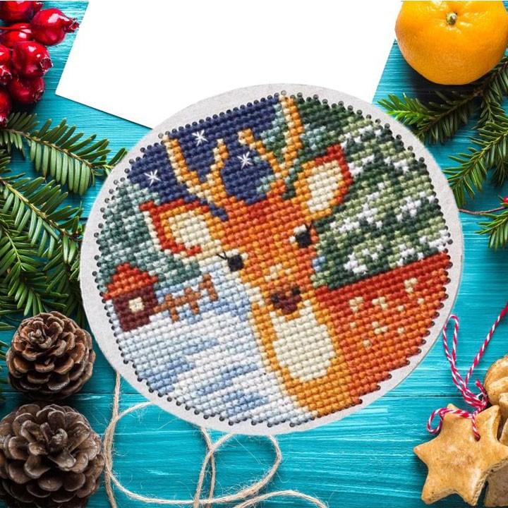 刺繍 RTO ウッデンクロスステッチキット クリスマス トナカイ ｜木製