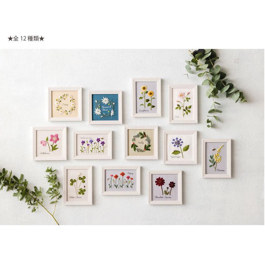 刺繍 青木和子 12か月の植物手帖 フランネルフラワー フレーム付き｜No