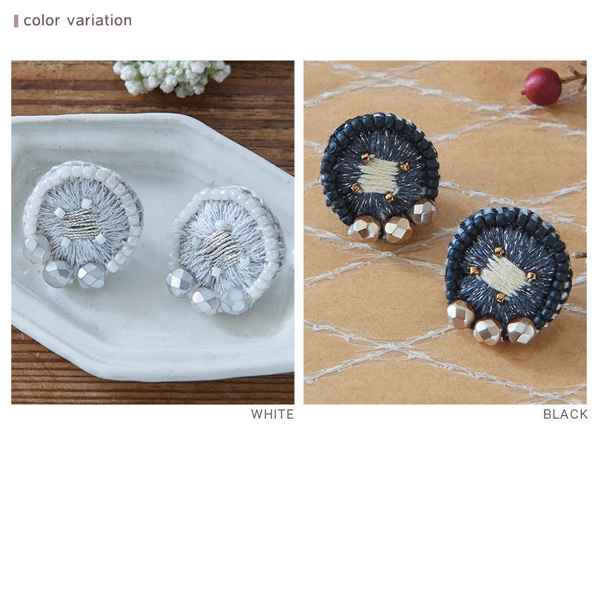 刺繍 haitmonicaさんのピアスキット オーロラ WHITE BLACK | PHC-095-1