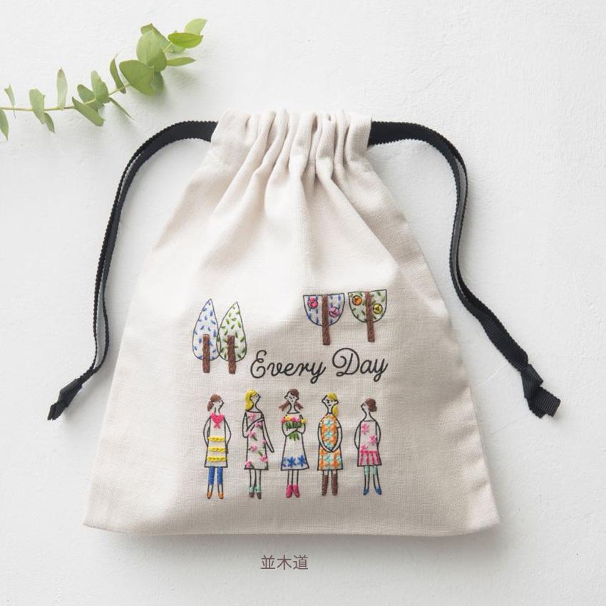 100ネエサン ミニ巾着 キット 並木道 542109／街並み 542110 中島一恵