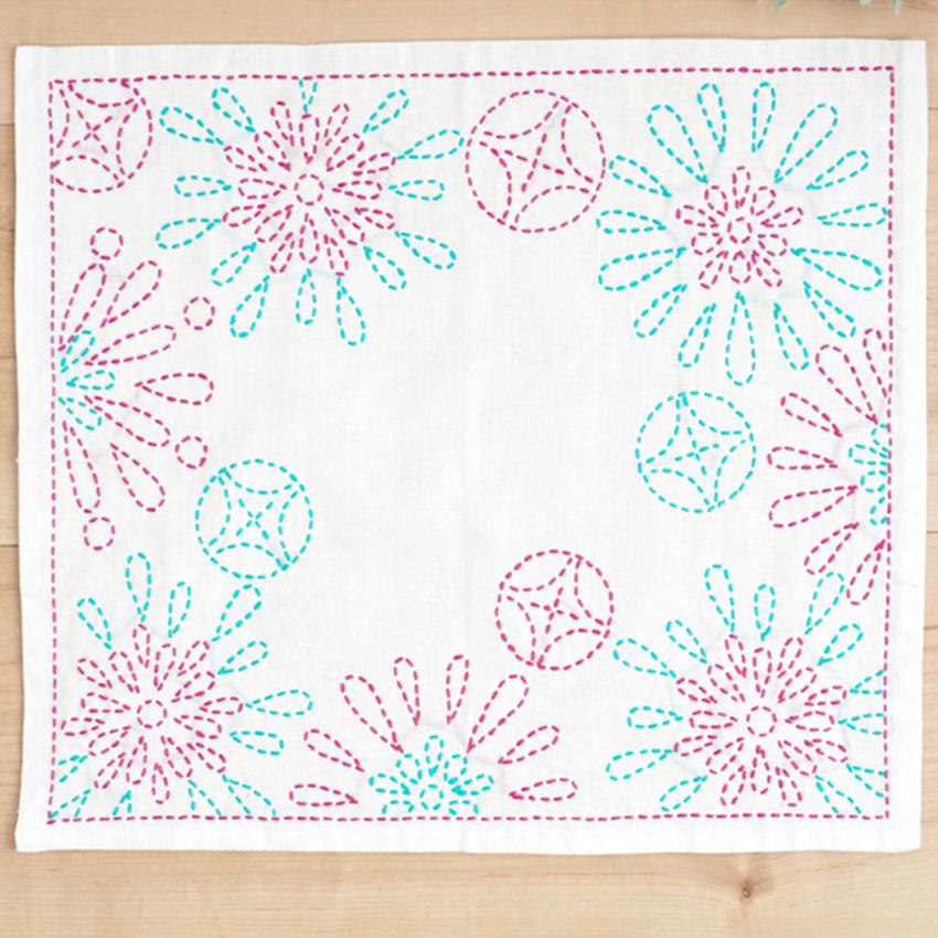 刺し子キット ふきん 白 花火 3 194 3 日本製 約30 34cm 刺し子のふきん 花ふきん キット 水で消える図案 かんたん 初心者 原ウール 手芸材料の通販シュゲールyahoo 店 通販 Yahoo ショッピング