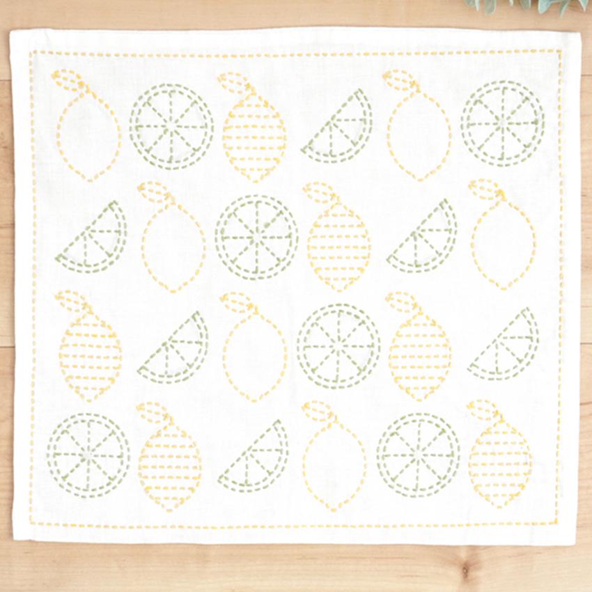 刺し子キット ふきん 白 レモン 3 194 5 日本製 約30 34cm 刺し子のふきん 花ふきん キット 水で消える図案 かんたん 初心者 原ウール 手芸材料の通販シュゲールyahoo 店 通販 Yahoo ショッピング