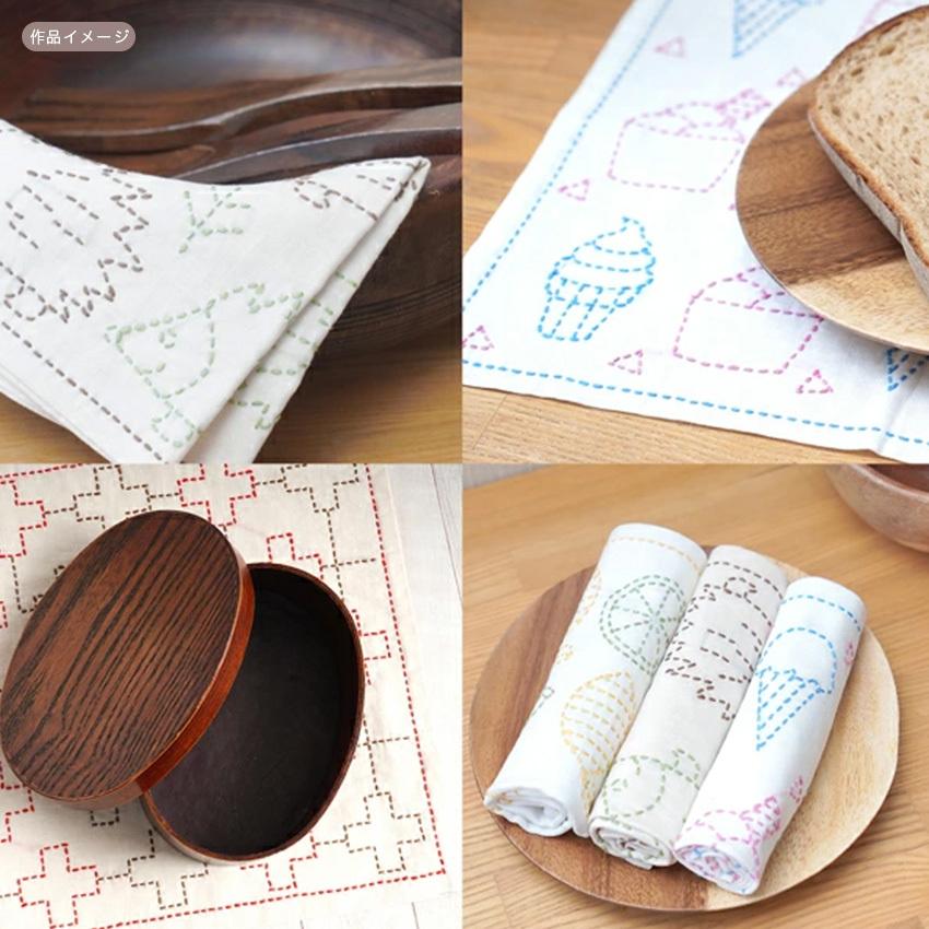 刺し子キット ふきん 生成り ＜ダーラナホース＞ 3-194-10 日本製 約30