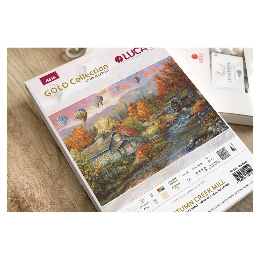 刺繍 Luca-S B616 AUTUMN CREEK MILL／秋 気球 紅葉 クロスステッチ