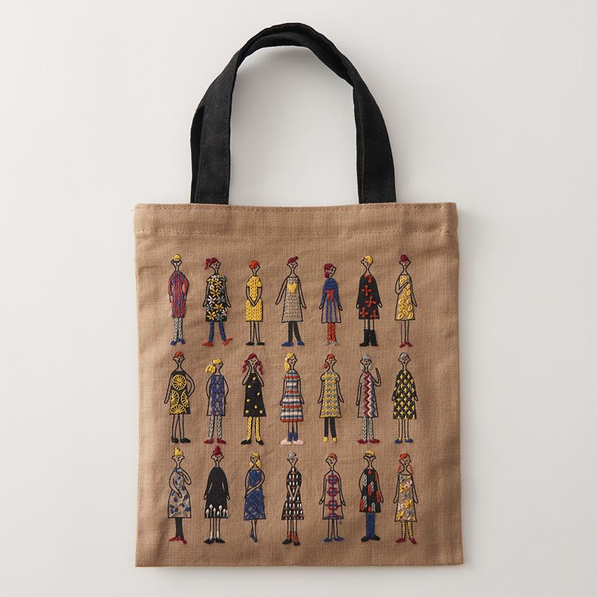 100ネエサン 刺繍縫製済みミニトート 542204 モカベージュ 21×19cm