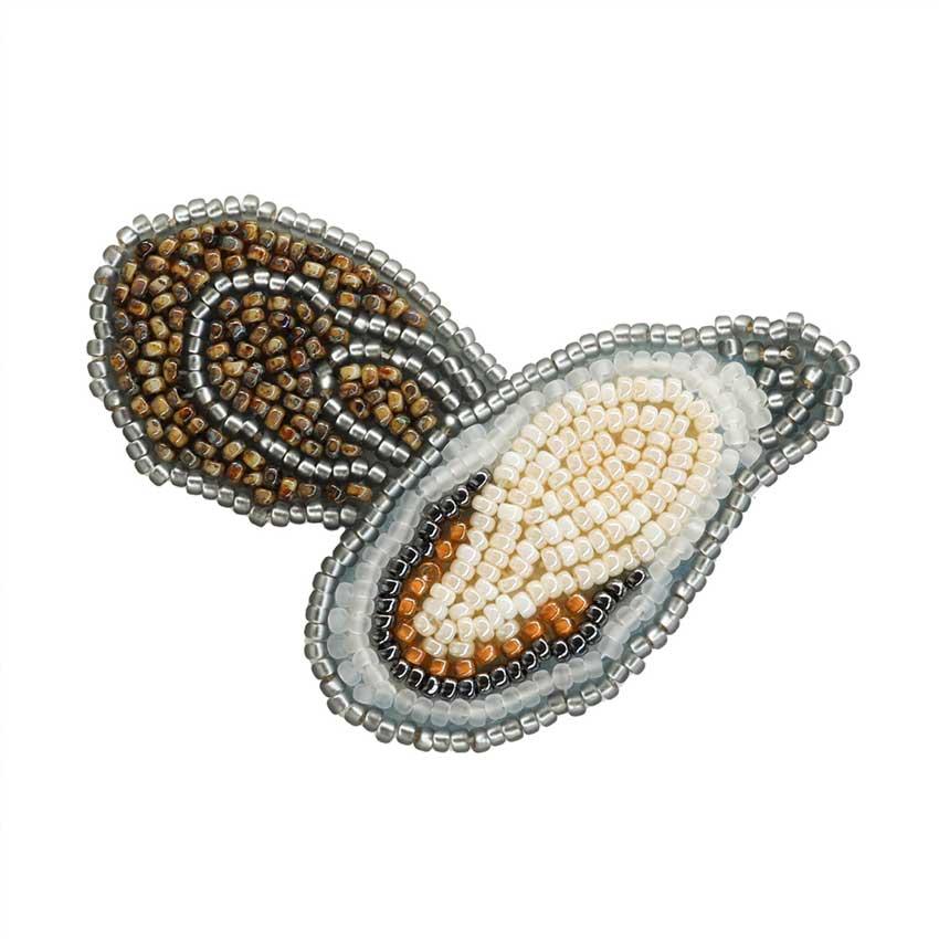 【ペリロコ】ハンドメイド 4/7 Harapeko BROOCH カキ HCA20//3 | ビーズ刺しゅう ブローチ