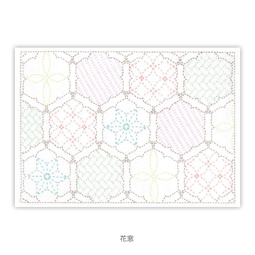 オリムパス 刺し子キット ランチョンマット 晒木綿 合わせ模様 水で消える図案｜刺し子 刺し子布 花ふきん ラメ糸 |  | 13