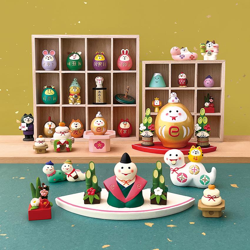 デコレ コンコンブル 猫の置物セット 14体 正月 コンコンブル猫の置物