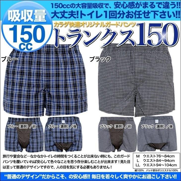 失禁パンツ 尿もれパンツ ちょい漏れ 男性用 4枚組 送料無料 メンズ 吸収量150cc 尿漏れ対策、失禁対策に 綿100%_5