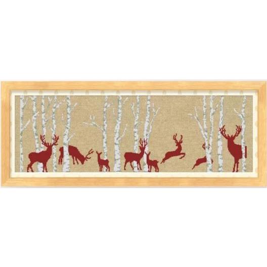 クロスステッチキット クリスマス 14カウント トナカイの森 白樺 刺繍