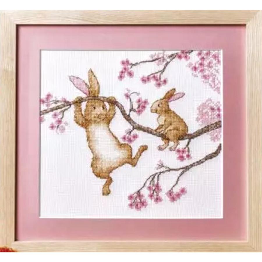 クロスステッチキット 初心者 木の上で仲良しうさぎ ウサギ2羽 刺繍キット 初級 B 022 クロスステッチキット シフォン 通販 Yahoo ショッピング