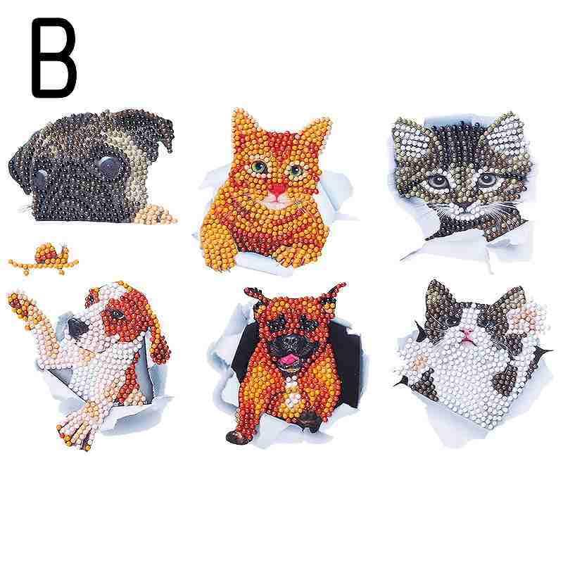 ダイヤモンドアート ステッカー 猫 犬 B 可愛い動物 シール ６枚セット ダイヤモンドペインティング 初心者 初級 工作 ワークショップ 送料無料 Dai 140b クロスステッチキット シフォン 通販 Yahoo ショッピング