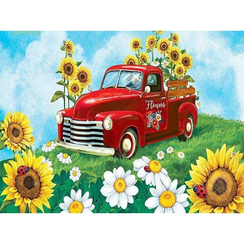 ダイヤモンドアート 赤い車b トラック 花畑 向日葵 デイジー ビーズ刺繍キット ダイヤモンドペインティング ダイアモンドアート セット おしゃれ 送料無料 Dai 142 クロスステッチキット シフォン 通販 Yahoo ショッピング