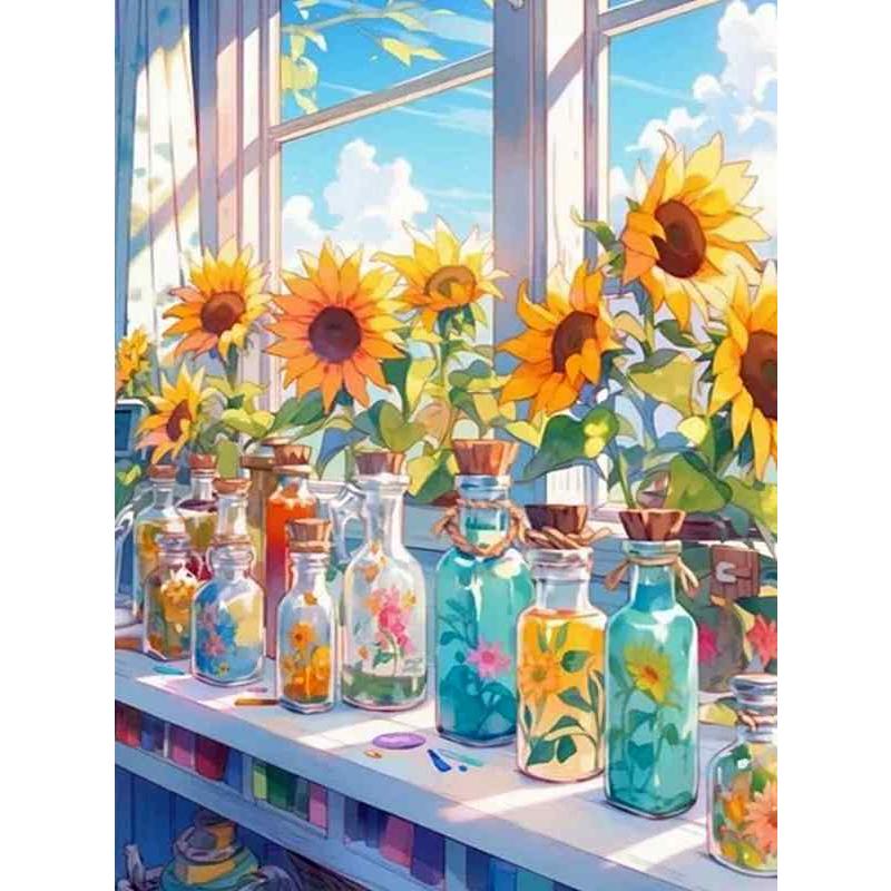 ダイヤモンドアート キット 50×40 ハーバリウム 向日葵 花 四角ビーズ