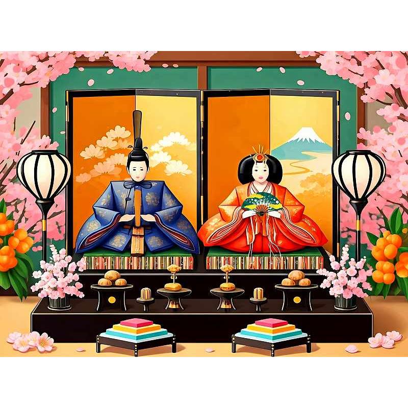 ダイヤモンドアート ABビーズ ひな祭り 3月 お雛様 四角ビーズ