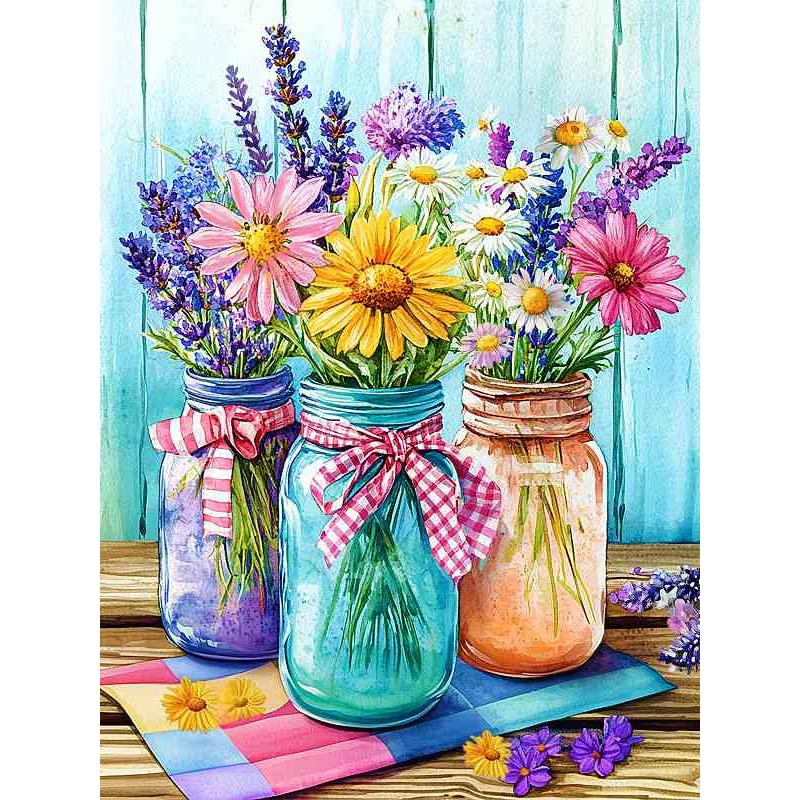 ダイヤモンドアート キット 四角ビーズ 野の花の彩り Jars of Lavender