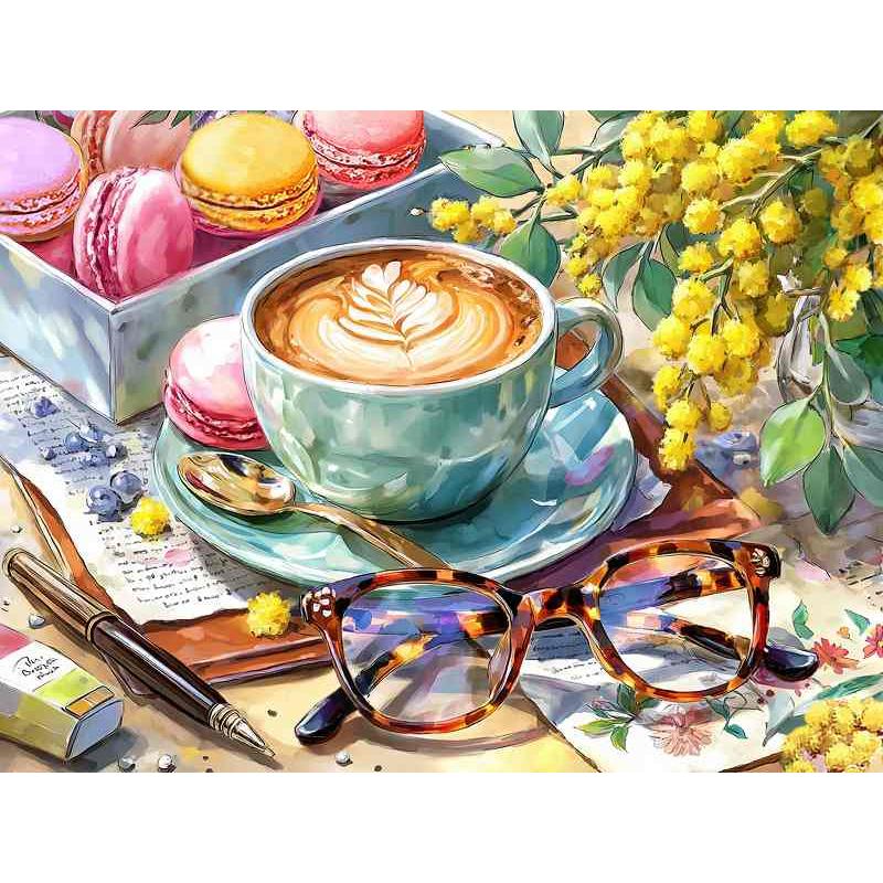 ダイヤモンドアート 四角ビーズ 午後のカフェタイム Break Time ミモザ